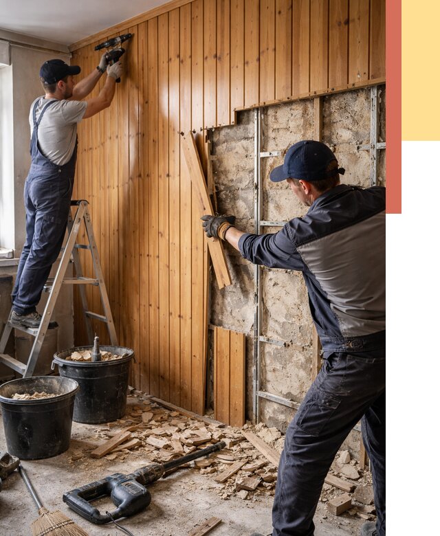 Демонтаж вагонки со стен в Мурманске от 1491 руб. — снятие, удаление, срочно | ОТДЕЛОЧНИК-Мрм