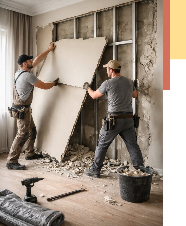 Демонтаж гипсокартона со стен в Мурманске от 360 руб. — услуги демонтажа | ОТДЕЛОЧНИК-Мрм