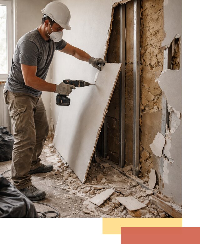 Демонтаж гипсокартона со стен в Мурманске качественно и быстро