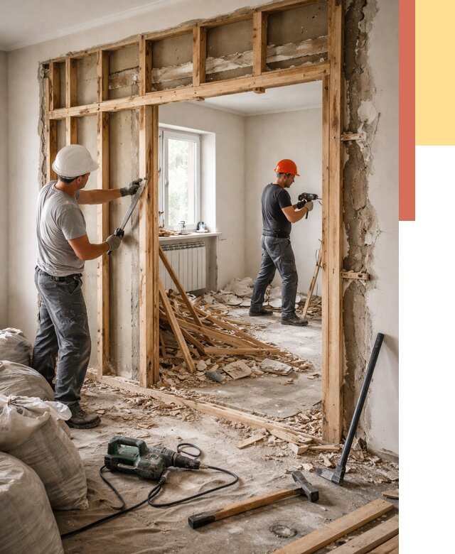 Демонтаж деревянных перегородок в Мурманске от 3290 руб. — быстро и недорого | ОТДЕЛОЧНИК-Мрм