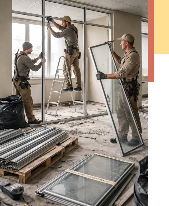 Демонтаж алюминиевых перегородок в Мурманске от 4318 руб. — быстро и недорого | ОТДЕЛОЧНИК-Мрм