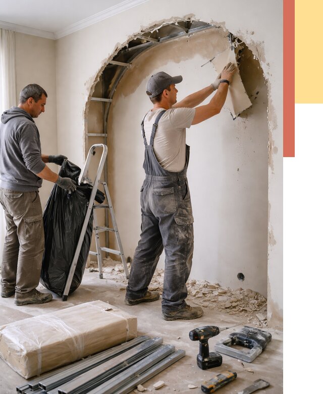 Демонтаж арки из гипсокартона в Мурманске от 3599 руб. — услуги под ключ | ОТДЕЛОЧНИК-Мрм