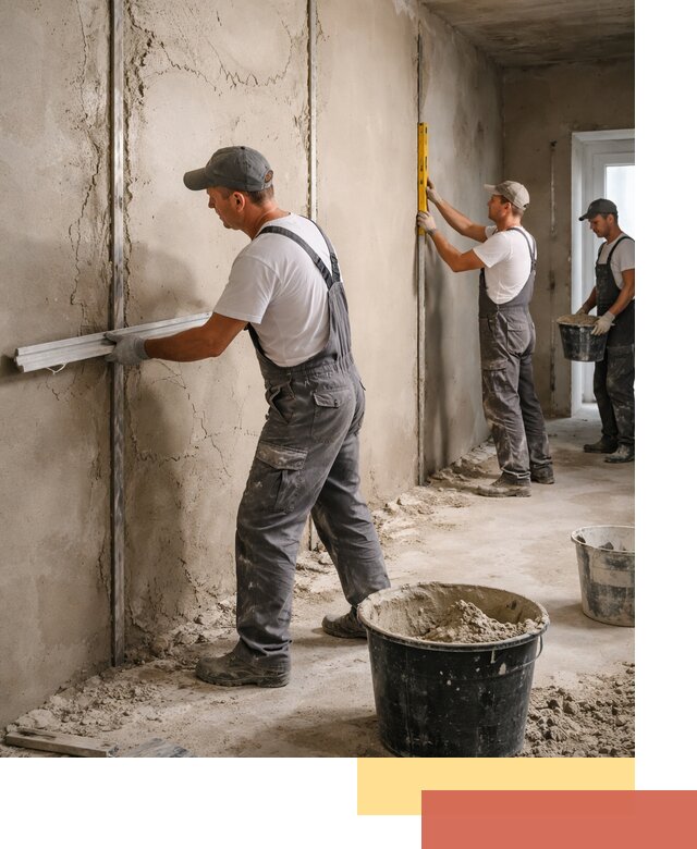 Штукатурка стен по маякам в Мурманске — точная и ровная поверхность