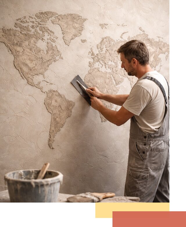 Декоративная штукатурка «Карта мира» под ключ в Мурманске