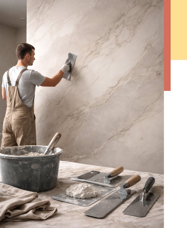 Декоративная штукатурка под мрамор в Мурманске от 2879 руб./м² — быстро и недорого | ОТДЕЛОЧНИК-Мрм