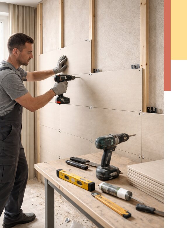 Монтаж МДФ панелей на стены в Мурманске от 1285 руб. под ключ | ОТДЕЛОЧНИК-Мрм