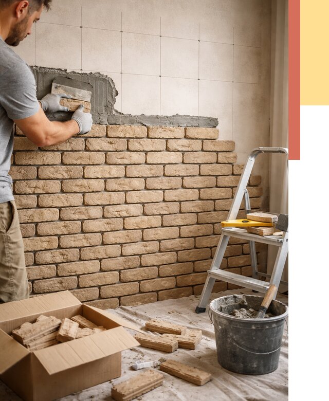 Монтаж декоративного кирпича в Мурманске от 3290 руб./м² — быстро и недорого | ОТДЕЛОЧНИК-Мрм