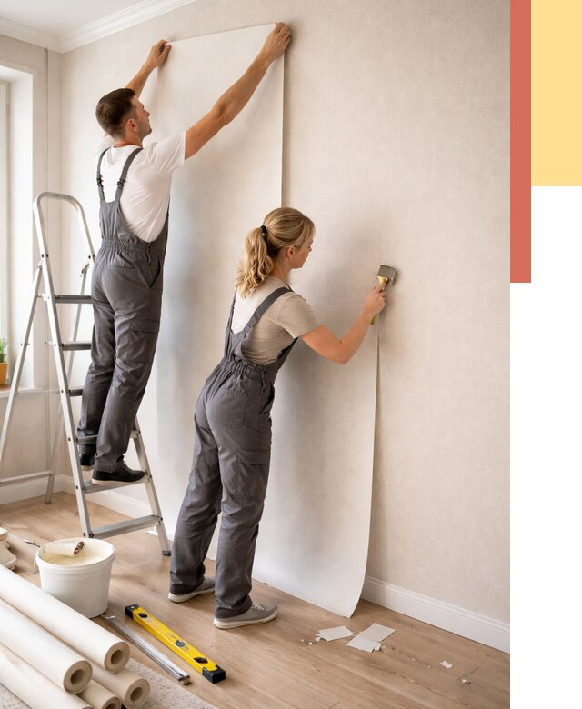 Поклейка флизелиновых обоев в Мурманске от 6169 руб. | Быстро и недорого — ОТДЕЛОЧНИК-Мрм