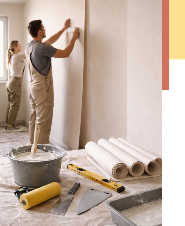 Поклейка бумажных обоев в Мурманске от 5655 руб./м2 — быстро и недорого | ОТДЕЛОЧНИК-Мрм