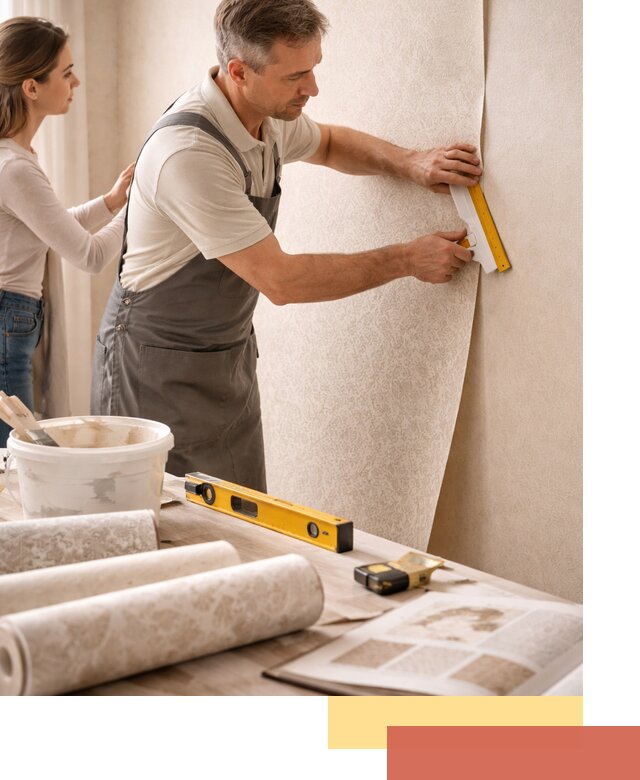 Поклейка обоев с подбором рисунка в Мурманске