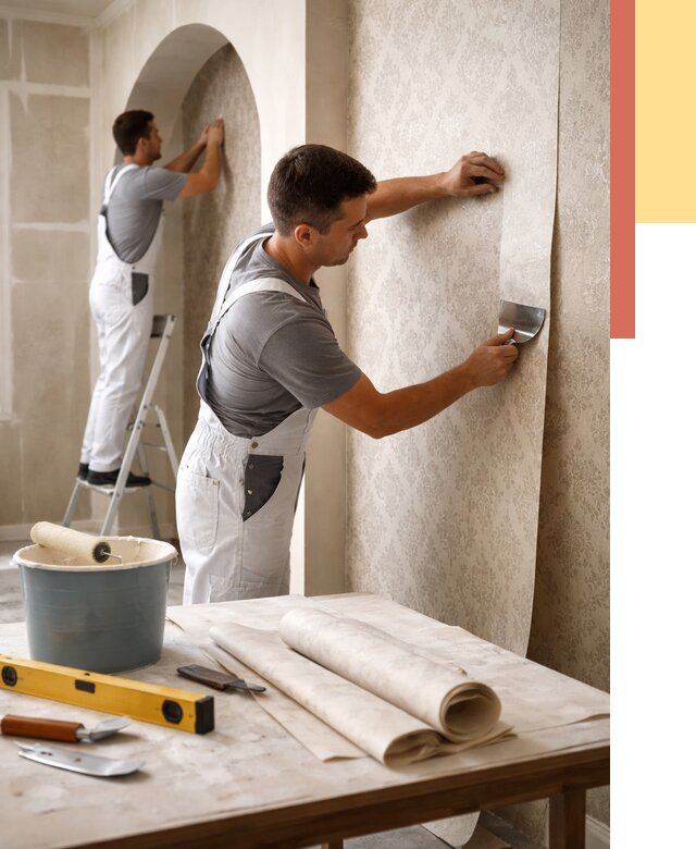 Поклейка обоев на сложные стены в Мурманске от 2879 руб. под ключ | ОТДЕЛОЧНИК-Мрм