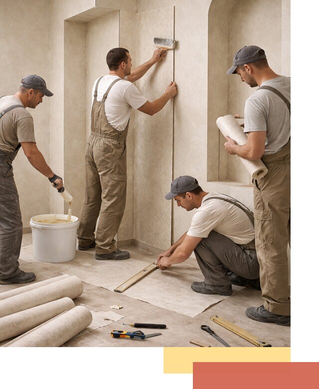 Поклейка обоев на сложные стены и неровные поверхности в Мурманске