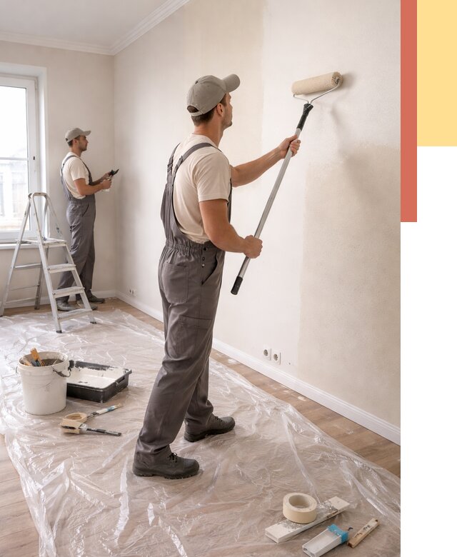 Покраска стен акриловой краской в Мурманске от 3599 руб./м² — быстро и недорого | ОТДЕЛОЧНИК-Мрм