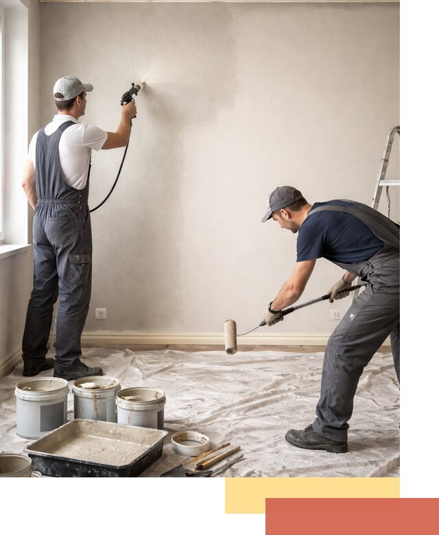 Покраска стен моющейся краской и защита поверхностей в Мурманске