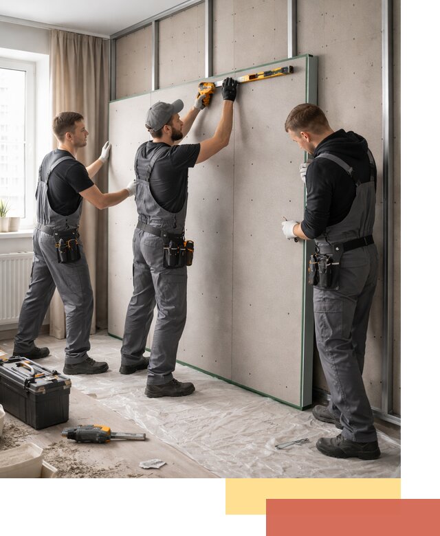 Шумоизоляция стен панелями ЗИПС в Мурманске для жилых и коммерческих помещений