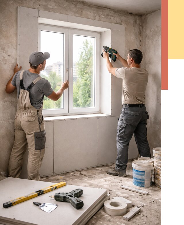 Монтаж откосов из гипсокартона в Мурманске от 4627 руб. под ключ | ОТДЕЛОЧНИК-Мрм