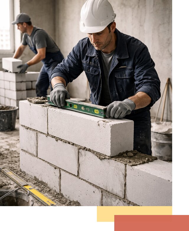 Кладка перегородок из пеноблока под ключ в Мурманске