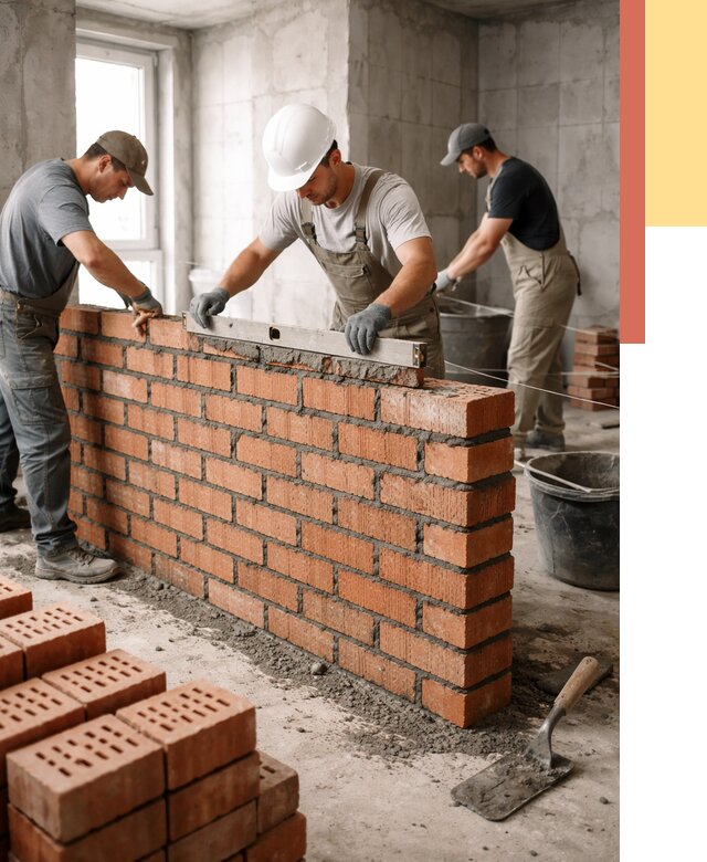 Кладка перегородок из кирпича в Мурманске от 3599 руб. за м² | ОТДЕЛОЧНИК-Мрм