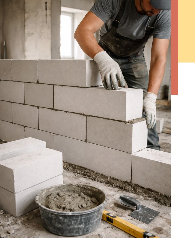 Кладка перегородок из силикатного блока в Мурманске от 4113 руб. под ключ | ОТДЕЛОЧНИК-Мрм