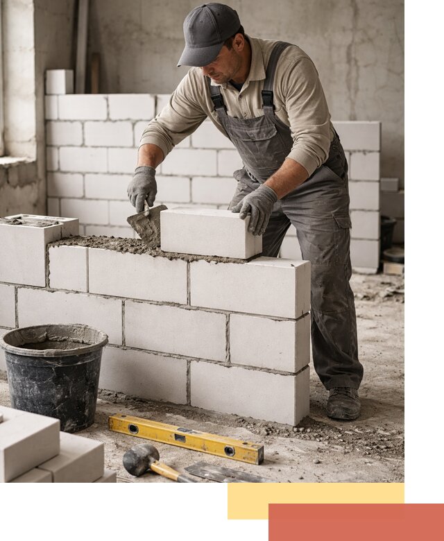 Кладка перегородок из силикатного блока в Мурманске