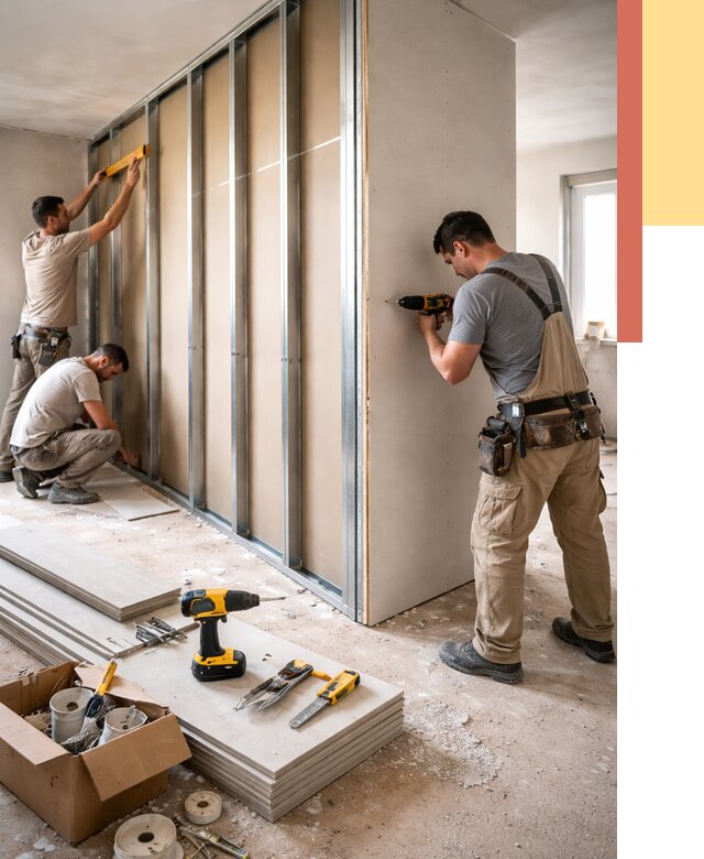 Монтаж однослойной перегородки из гипсокартона в Мурманске от 668 руб. | ОТДЕЛОЧНИК-Мрм