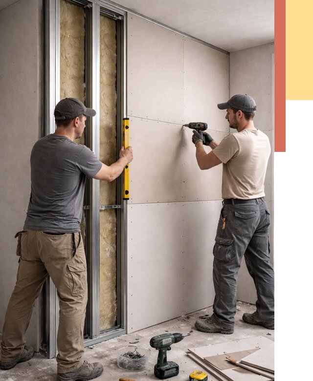 Монтаж двухслойной перегородки из гипсокартона в Мурманске от 1491 руб. | ОТДЕЛОЧНИК-Мрм