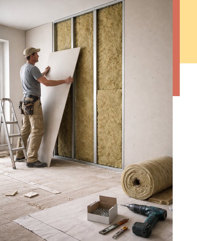 Перегородка из гипсокартона с шумоизоляцией в Мурманске от 3208 руб. | ОТДЕЛОЧНИК-Мрм