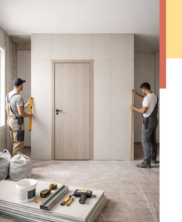 Перегородка из гипсокартона с дверью в Мурманске от 4627 руб. под ключ | ОТДЕЛОЧНИК-Мрм