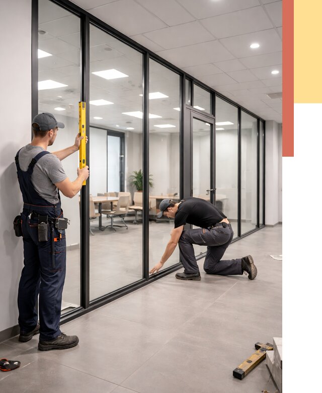 Каркасные стеклянные перегородки в Мурманске под ключ от 9459 руб. | ОТДЕЛОЧНИК-Мрм