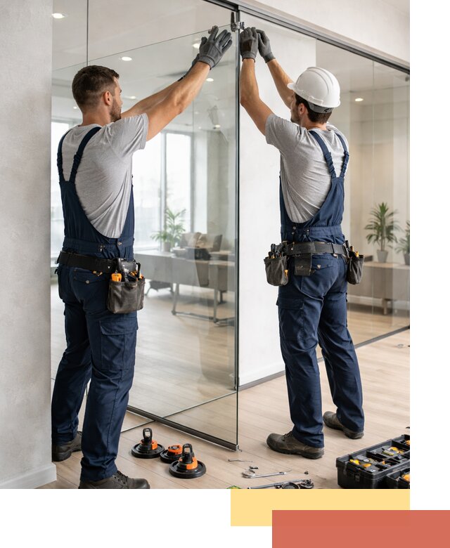 Безрамные стеклянные перегородки под ключ в Мурманске