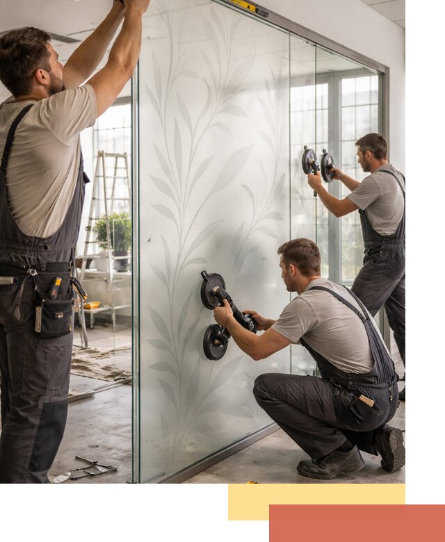 Стеклянные перегородки с рисунком на заказ в Мурманске