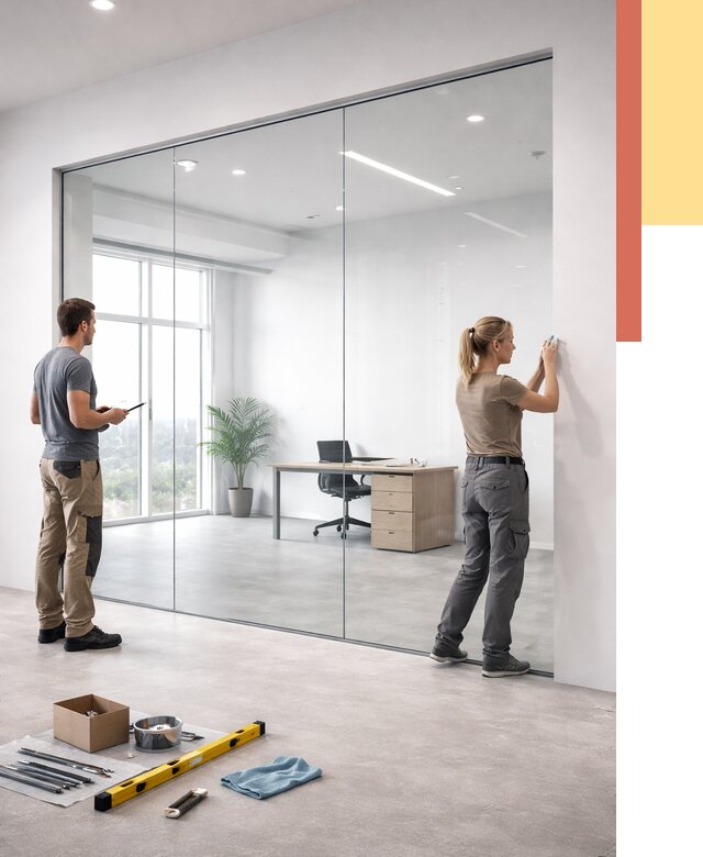 Перегородки из закаленного стекла в Мурманске от 9768 руб. под ключ | ОТДЕЛОЧНИК-Мрм