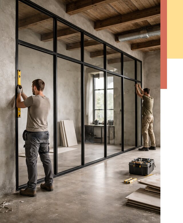 Стеклянные перегородки лофт в Мурманске от 10796 руб. под ключ | ОТДЕЛОЧНИК-Мрм