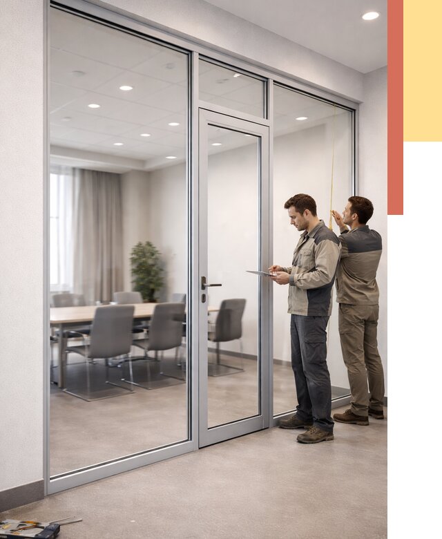 Установка и монтаж алюминиевых перегородок со стеклом в Мурманске от 8431 руб. | ОТДЕЛОЧНИК-Мрм