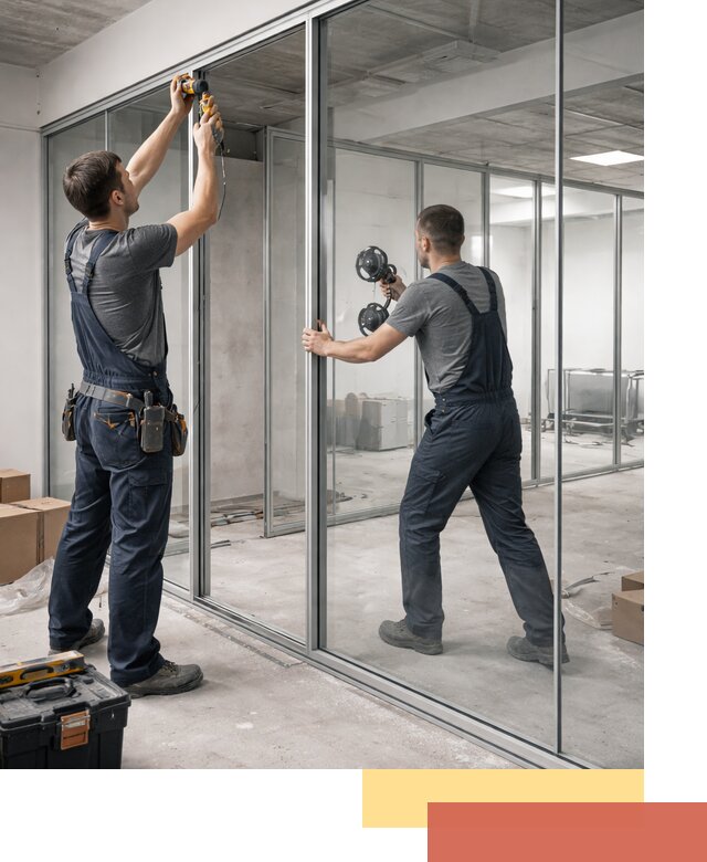 Алюминиевые перегородки со стеклом в Мурманске — изготовление и монтаж