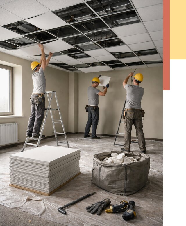 Демонтаж потолка Армстронг в Мурманске от 4627 руб. быстро и недорого | ОТДЕЛОЧНИК-Мрм