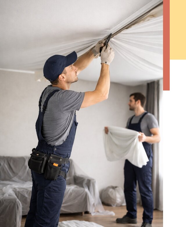 Демонтаж натяжного потолка в Мурманске от 4627 руб. — снятие и разбор под ключ | ОТДЕЛОЧНИК-Мрм