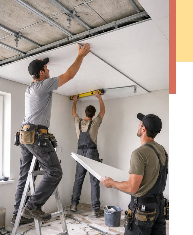 Монтаж потолка из ПВХ панелей в Мурманске от 3599 руб./м2 — быстро и недорого | ОТДЕЛОЧНИК-Мрм