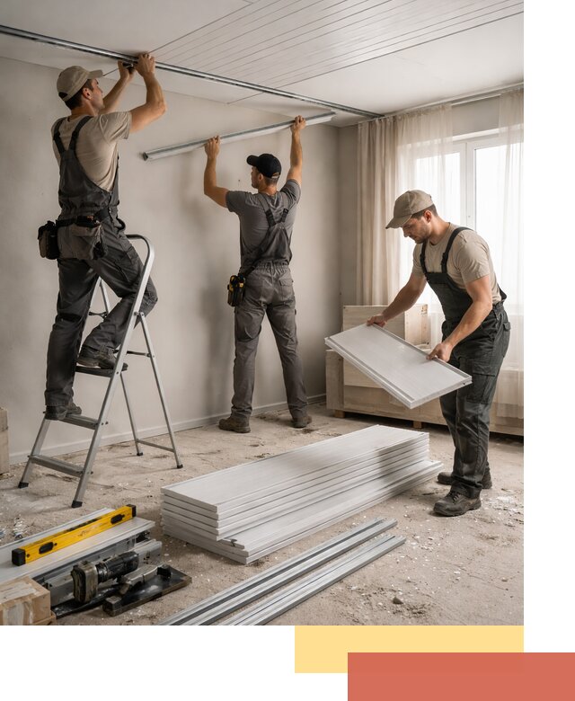 Монтаж потолка из ПВХ панелей в Мурманске оперативно и качественно