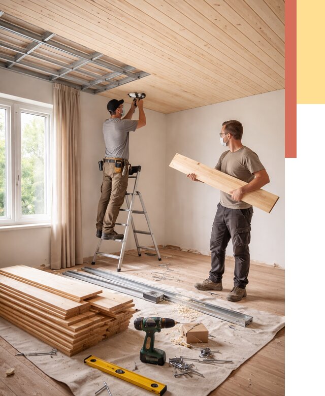 Монтаж потолка из вагонки в Мурманске от 6683 руб. | Быстро и недорого — ОТДЕЛОЧНИК-Мрм