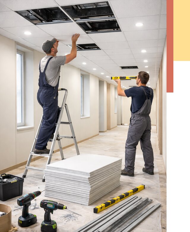 Ремонт потолка Армстронг в Мурманске от 4627 руб. — быстро и недорого | ОТДЕЛОЧНИК-Мрм