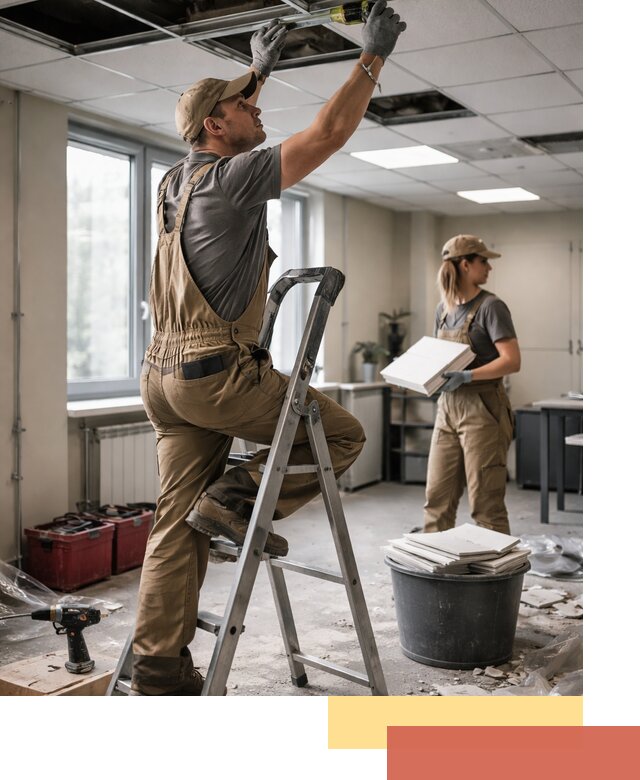 Ремонт потолка Армстронг и замена плит в Мурманске