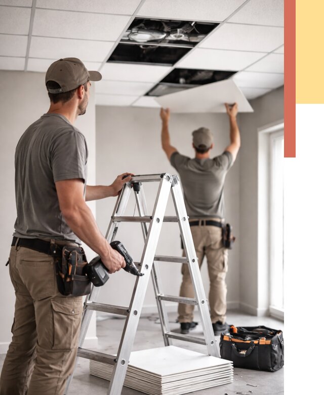 Обслуживание подвесного потолка в Мурманске от 3599 руб. — быстро и недорого | ОТДЕЛОЧНИК-Мрм