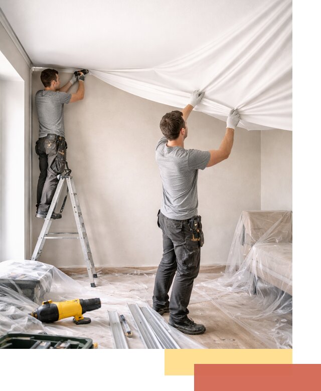 Монтаж тканевого натяжного потолка в Мурманске недорого и быстро