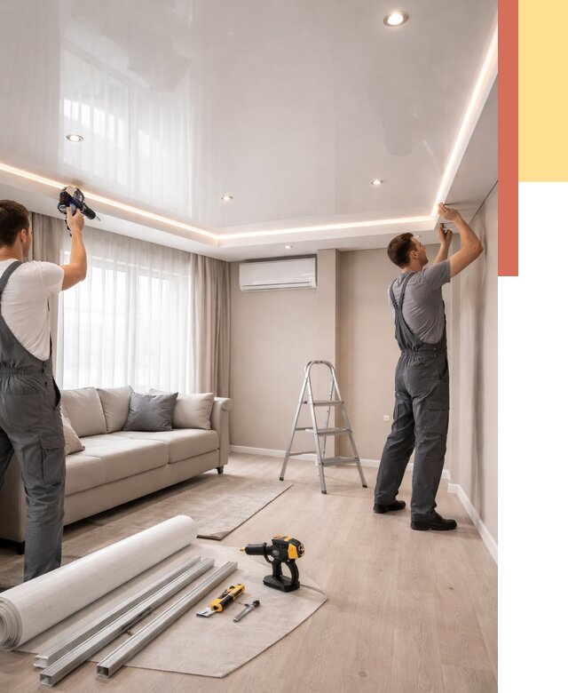 Монтаж глянцевого натяжного потолка в Мурманске от 771 руб. под ключ | ОТДЕЛОЧНИК-Мрм