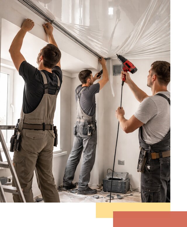 Монтаж глянцевого натяжного потолка в Мурманске быстро и качественно