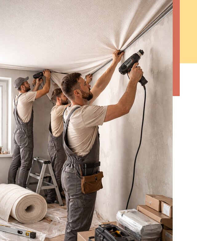 Монтаж фактурного натяжного потолка в Мурманске от 771 руб. — ОТДЕЛОЧНИК-Мрм