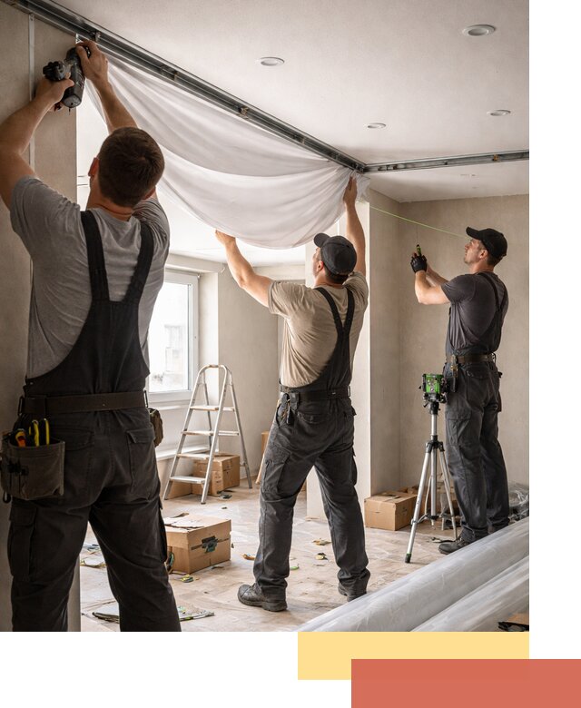 Монтаж парящего натяжного потолка под ключ в Мурманске