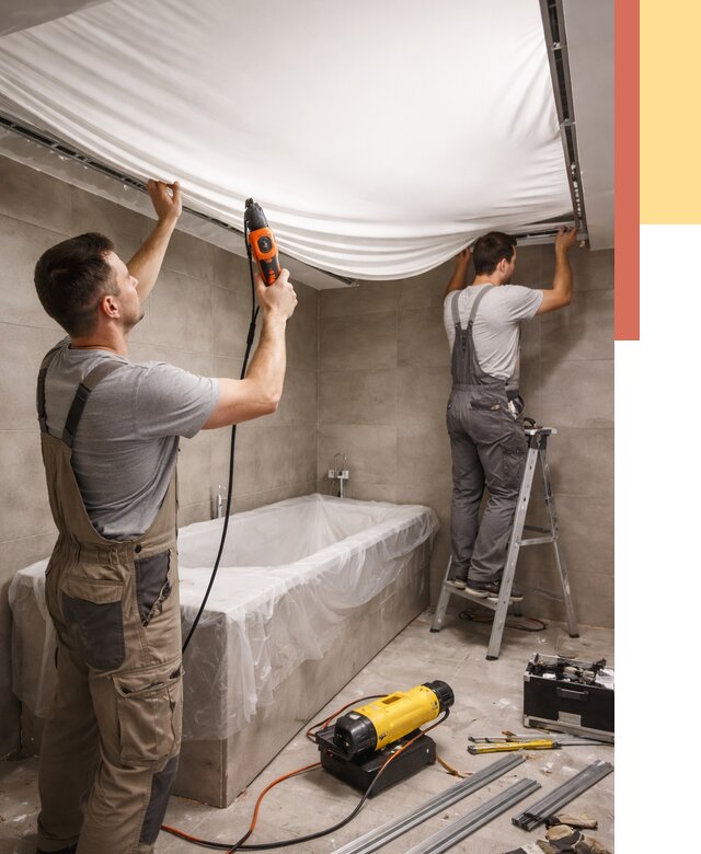 Монтаж натяжного потолка в ванной в Мурманске от 1234 руб. под ключ | ОТДЕЛОЧНИК-Мрм