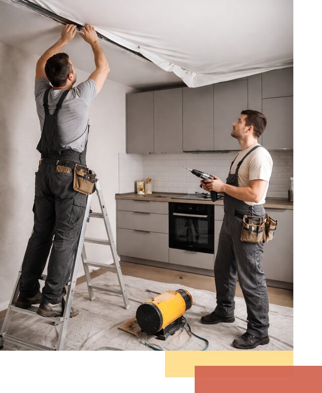 Монтаж натяжного потолка на кухне в Мурманске